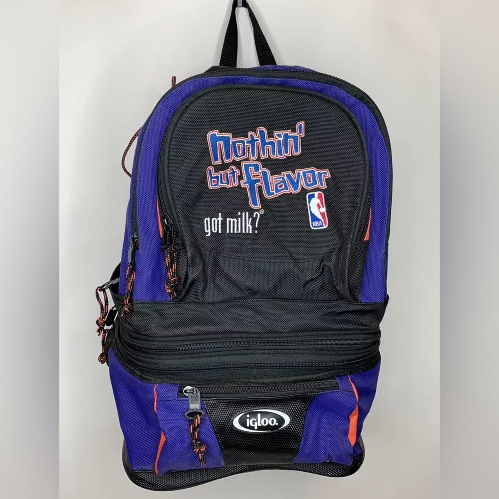 Vtg Igloo NBA Nothin' but Flavor Got Milk Edition Purple Orange Backpack Cooler